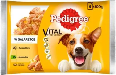Produktbild von PEDIGREE Adult Huhn & Lamm in Gelee - Nassfutter für ausgewachsene Hunde 4x100g