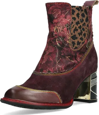 Produktbild von Laura Vita Damen Stiefelette Chelsea Boot mit Leopardenmuster Marbreo 09, Größe:39 EU, Farbe:Rot