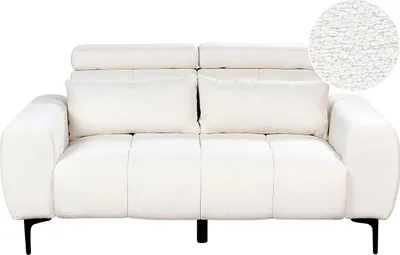 Zdjęcie produktu dla BELIANI Sofa 2-osobowa biała boucle z regulowanym zagłówkiem styl nowoczesny do salonu