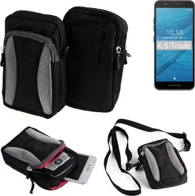 Produktbild von K-S-Trade Holster Schutz Hülle kompatibel mit Fairphone Fairphone 3 Handy Hülle Gürteltasche Umhängetasche mit Zusatzfach schwarz