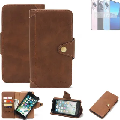 Produktbild von K-S-Trade Handyhülle kompatibel mit Xiaomi 13 Lite Schutz Hülle Walletcase Bookstyle Tasche Case Handytasche Wallet Flipcase Cover PolyurethanBraun (1x)