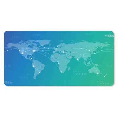 Produktbild von MuchoWow® Schreibtischunterlage Weltkarte - Reisen - Blau 80x40 cm - XXL Mauspad - Gaming Mauspad