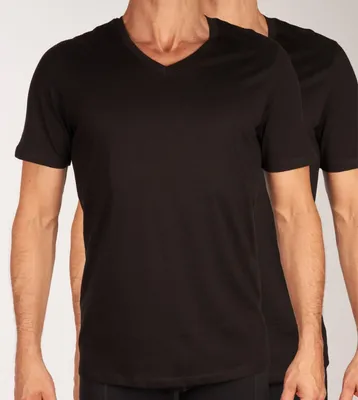 Image de Jack & Jones t-shirt col v lot de 2 jacbasic tee black hommes