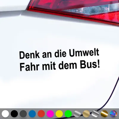 Produktbild von PantherPixel Denk An Die Umwelt Aufkleber Fahr Mit Dem Bus Sticker Auto Geschenkidee Farbe Schwarz