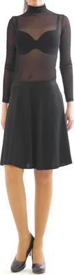 Produktbild von Swing Rock Midi hohe Taille Falten-Rock Gummibund Skirt maxi Midirock schwarz S-M