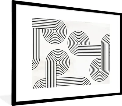 Produktbild von MuchoWow® Gerahmtes Poster Kreis - Schwarz - Weiß - Abstrakt 80x60 cm - Poster mit Schwarzem Bilderrahmen Wandposter Rahmen Foto Bilder - Schlafzimmer-Dekorationen - Fotoposter