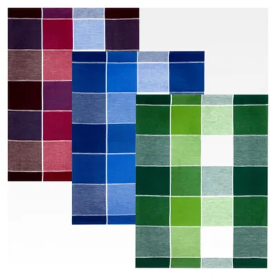 Produktbild von Geschirrtuch "Blockkaro" 3er-Pack Halbleinen rot/blau/grün 50x70 cm