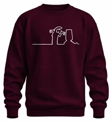 Productafbeelding van La Linea Balum, lijnmedewerker Osvaldo, stripfiguur, sweatshirt, trui, bordeauxrood, maat M
