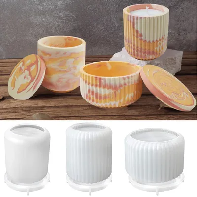 Produktbild von Silikonform Kerzenhalter 3er Set Gießformen für Kerzen DIY Vasen Aufbewahrung