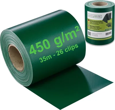 Obrázek produktu pro Ochranná fólie, rozměry 35 m x 19 cm, hmotnost 450 g/m², pro oplocení zahrady, barva antracit
