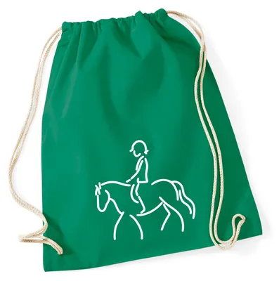 Produktbild von Huuraa Turnbeutel Reiten Pferd 12 Liter Kelly Green Baumwolle Rucksack Geschenkidee