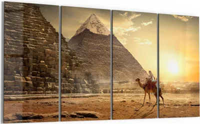 Produktbild von DEQORI Glasbild Echtglas 4x30x60 cm 'Kamelritt in der Wüste' Wandbilder XXL groß