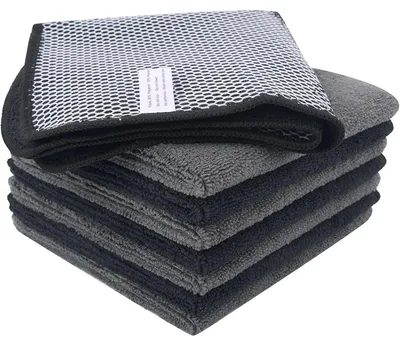 Produktbild von Spültücher Mikrofaser mit Poly-Mesh-Scheuerseite 8er Set 30x30cm Grau/Schwarz