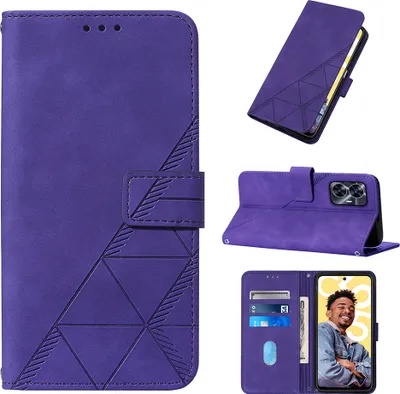 Produktbild von Hülle für Realme C55 Prägung Flip Leder Kartenfächer Schutzhülle mit Ständer Lila