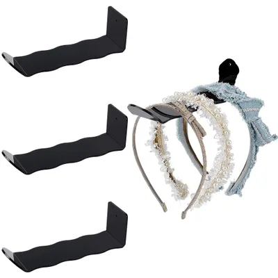 4er-Pack Acryl-Haarbandhalter, schwarz, Wandmontage