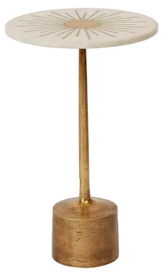 Produktbild von Marmor- und Metall-Sonnenstrahl-Tisch mit Sockel, 30,5 cm