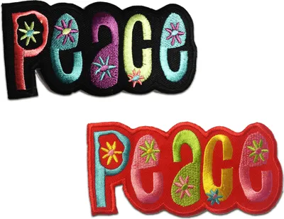 Obrázok produktu pre Peace Frieden Hippie - Záplata, Nažehľovacia záplata, Aplikácia, Aplikácie, Záplaty, Nažehľovacie, Veľkosť: 11 x 5,5 cm