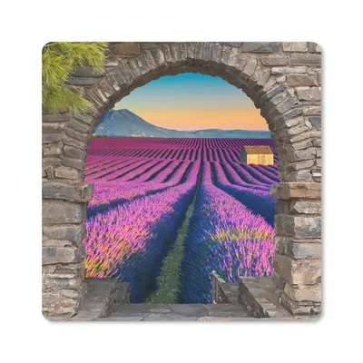 Produktbild von MuchoWow® Mauspad Mousepad Lavendel - Abend - Ausblick - Blumen 20x20 cm - Mousepads - Maus Mat - Pad - Mausunterlage - Desk Mat - Bureauartikeln