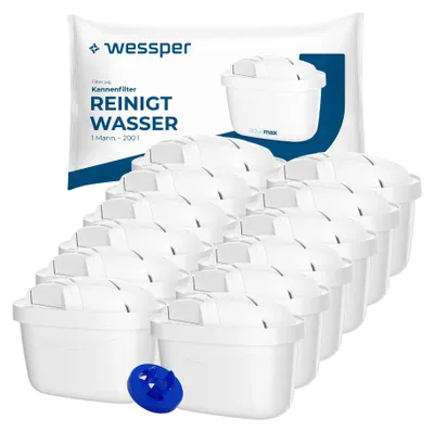 12 Wasserfilterpatronen für Brita-Kannen, reduziert Chlor & Kalk
