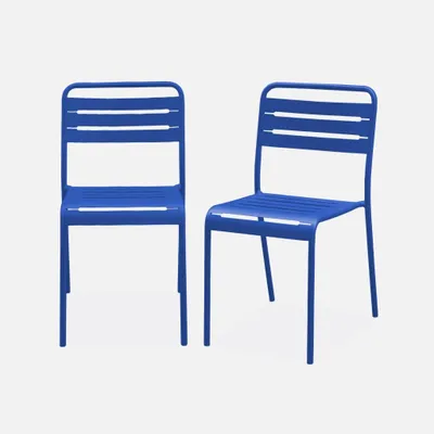Immagine prodotto di Set 2 sedie da giardino bistrot in acciaio, Blu elettrico