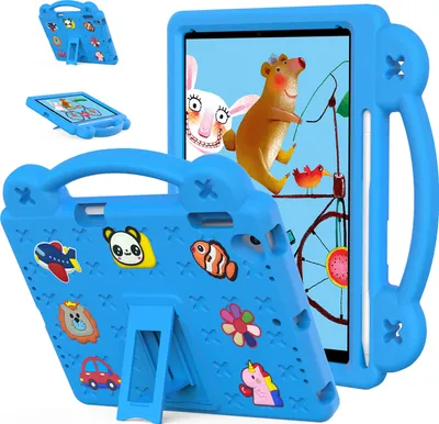 Produktbild von Schutzhülle für iPad Air 2 /iPad 6th/iPad Pro 9.7 Niedliche Hülle für Kinder, Stoßfest mit Griff und Ständer Blau