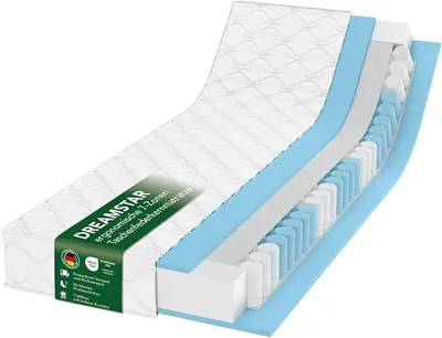 Imagen del producto de Colchón de muelles ensacados Ergo Flex Duo, 140x200 cm | Colchón ergonómico de 7 zonas | Certificado ® | Firmeza H2 (0-80 kg) y H3 (80-100 kg) | Hipoalergénico y antibacteriano | 17 cm de alto, 140 x 200 cm
