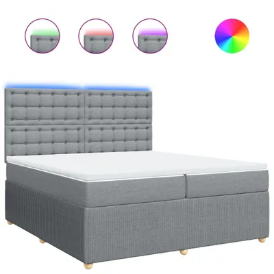 Produktbild von Boxspringbett mit Matratze Hellgrau 200x200 cm Stoff