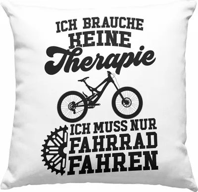 Produktbild von Trendation - Fahrrad Radfahrer Geschenk Rennrad Bike Geschenkideen Deko-Kissen mit Füllung 40x40 Fahrradfahrer  Deko-Kissen mit Füllung 40x40 Therapie (Blau)