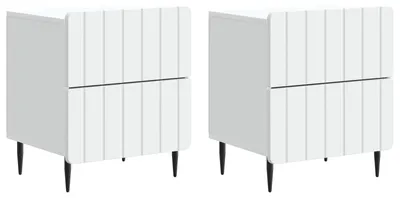 Image de Cabinet de chevet avec tiroir 2 pcs Blanc 43 x 34,5 x 49,5 cm