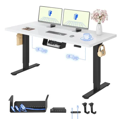 Produktbild von FLEXISPOT E1 Pro Elektrisch Höhenverstellbarer Schreibtisch 140x80cm 25MM EINTEILIGE TISCHPLATTE Doppelmotor 120KG Tragkraft, 4 Speicherplätze (Weiß)