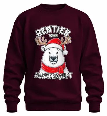 Produktbild von Rentier war t Eisbär Weihnachten Ugly Christmas Sweatshirt Pullover, Burgundy, XXL