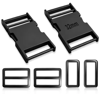 Produktbild von Metall-Steckschnalle - 2 Stück Klickverschluss - für Gurtbänder - 32 mm Schwarz
