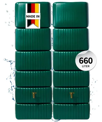 Productafbeelding van 4rain SLIM wandtank SET 660 L, donkergroen, 2x Slim 330 L, incl. verbindingsstuk, AI-gegenereerde afbeelding