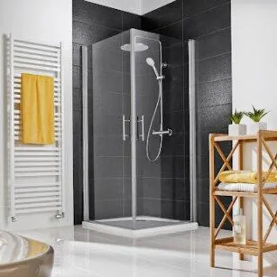 Produktbild von HSK 127010-41-1000 Favorit Nova Eckeinstieg Pendelbar 2-teilig Ecklösung 750x750x1950mm Chromoptik Mattierung Mittig Edelglasbeschichtung