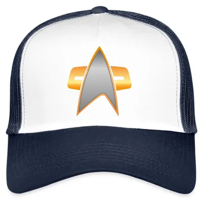 Produktbild von Spreadshirt Star Trek Voyager Crew Logo Trucker Cap, One size, Weiß/Navy