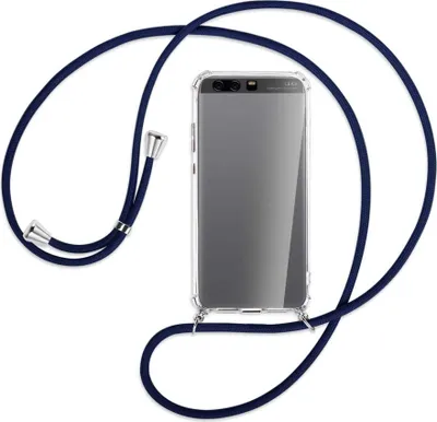 Produktbild von Handykette Backcover-Schutzhülle mit Band (Metall silberfarben) für Huawei P10 Plus - dunkelblau