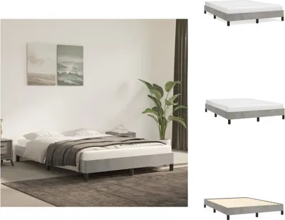 Produktbild von vidaXL Bettgestell Hellgrau 140x190 cm Samt -  Betten & Bettgestelle