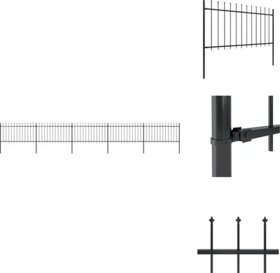 Produktbild von vidaXL Gartenzaun mit Speerspitzen Stahl 8,5 x 1 m Schwarz -  Zaunfelder