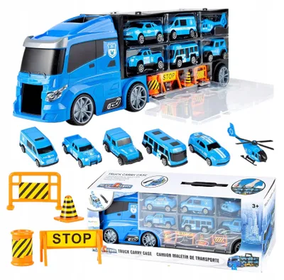 Produktbild von Stator Police Spielzeug-Sattelzug Transporter Koffer mit Fahrzeugen