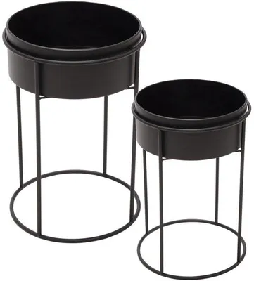 Image de Deux porte-fleurs en métal noir pour la maison