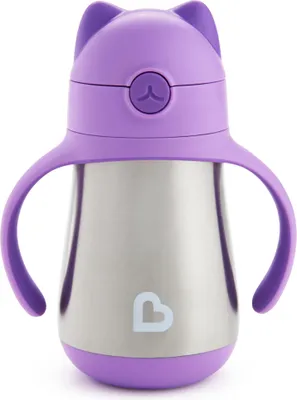 Zdjęcie produktu dla Munchkin Cool Cat Stainless Steel Straw, Pojedyńczy, 0,237 l, Stal nierdzewna, Fioletowy, Uniwersalne, 1,5 lat(a), 1 szt.