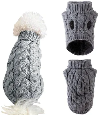 Produktbild von Wollene Hundemantel für kleine und mittelgroße Hunde und Katzen, winterliche Wolljacke, gehäkelte Kleidung.