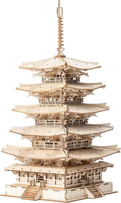 Produktbild von 3D Holzpuzzle Bausatz für Erwachsene - Fünf Etagen Pagodenmodell-Kit für kreative Modellbau