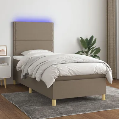 Produktbild von CLORIS Boxspringbett Polsterbett mit Matratze & LED Taupe 90x190 cm Stoff, 53,36 kg