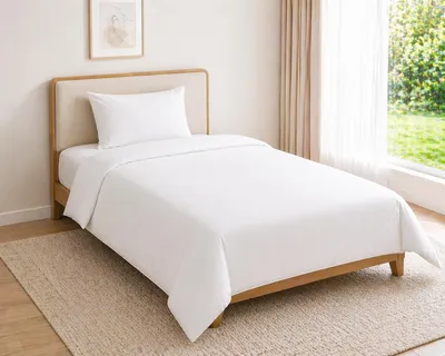 Immagine prodotto di Set lenzuola raso di cotone, 140 x 220 cm + Kissenbezug 60 x 70 cm, Weiß
