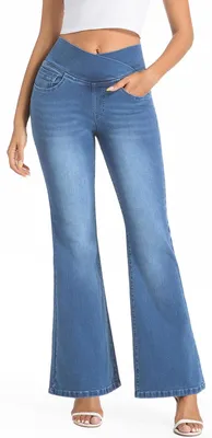 Imagen del producto de Pantalones vaqueros de talle alto y corte acampanado para mujer, con control de abdomen