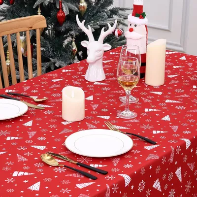 Obrázok produktu pre Umývateľné vianočné obrusy Obrus Xmas Obrus Obdĺžnikový extra nízky obrus Snehové vločky Dekorácie Obrus na oslavu v obývačke, 54x108 palcov