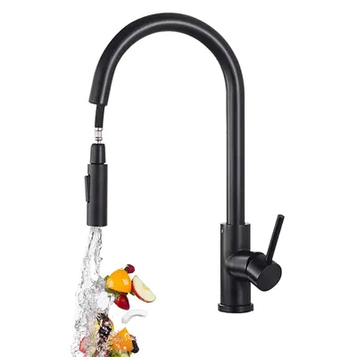 Produktbild von Küchenarmatur aus 304 Edelstahl, ausziehbar, für kaltes und warmes Wasser, nordisches Design, flexibel und praktisch für Spülbecken.