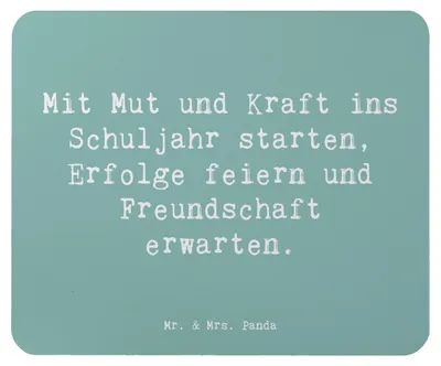 Produktbild von Mr. & Mrs. Panda Mousepad Spruch Mutiger Schulanfang - Meeresbrise - Geschenk, mauspad pc, liebevoll gefertigt, Erstklässler, Zuversicht, Vertrauem, Trost, mousematte
