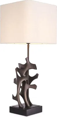Produktbild von Casa Padrino Luxus Tischleuchte Bronze / Schwarz / Creme 35 x 35 x H. 85,5 cm - Schreibtischleuchte mit quadratischem Lampenschirm - Luxus Tischleuchten - Luxus Schreibtischleuchten